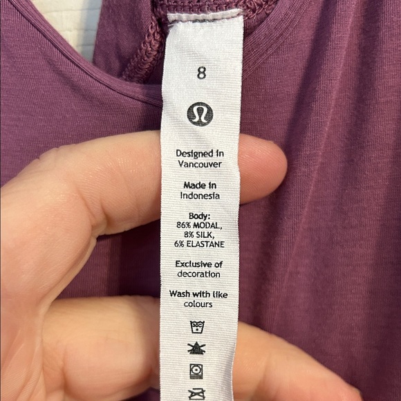 LULULEMON Women's Modal-Silk Yoga Tank Top Tie Back Athletic Velvet Dust Size 8 - Picture 5 of 8